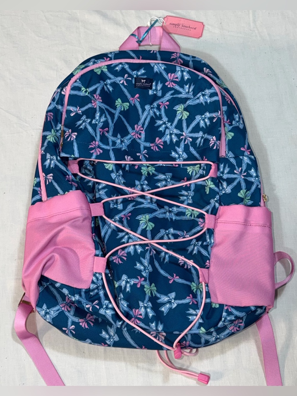 Simply Southern NWT Navy Pink Dragonfly Backpack School Travel Laptop Bag
